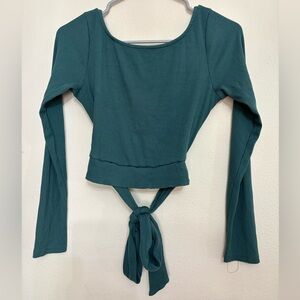 ILLA ILLA Teal Long Sleeve Tie Back Crop Top